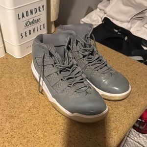 Jordan Gray and White Low-Top Sneakers with Mesh Upper